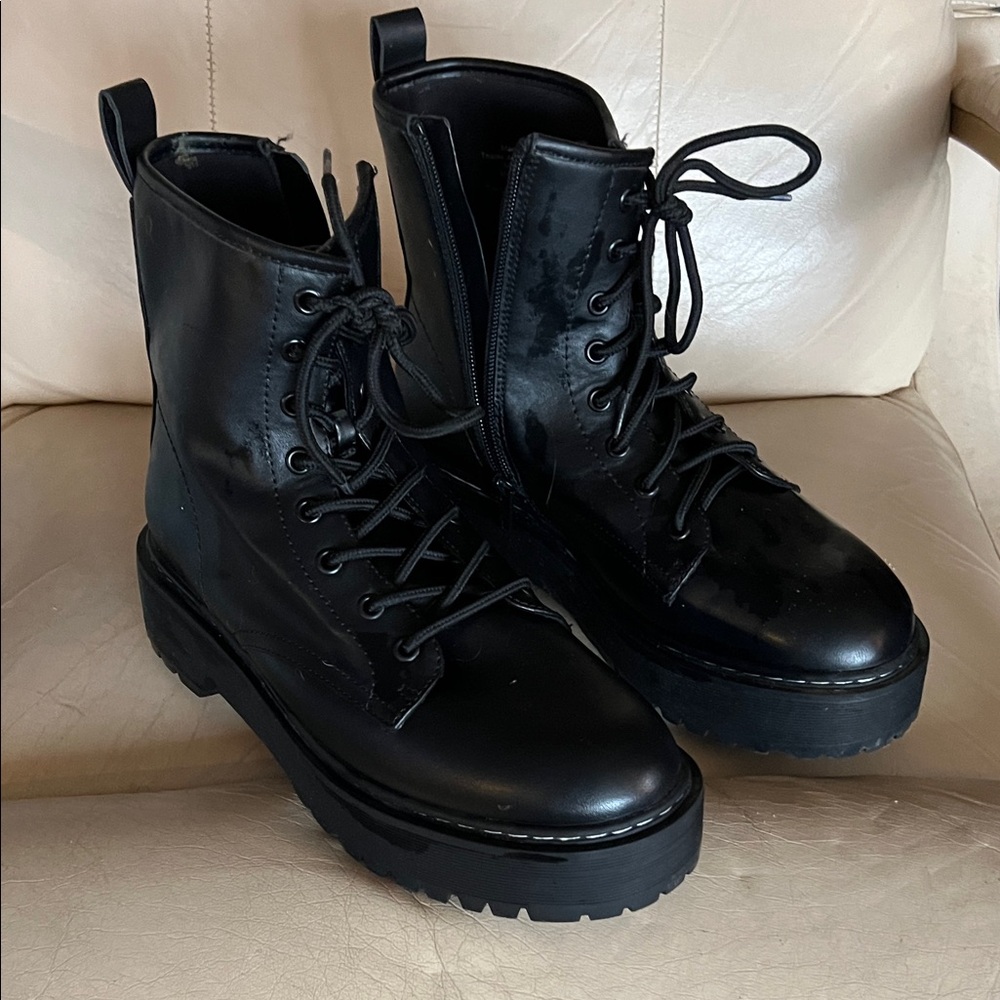 a new day Black Combat Boots